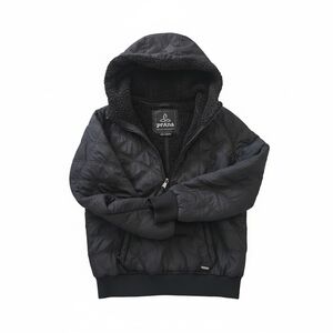 Prana Charcoal Quilted Hooded Jacket Size M